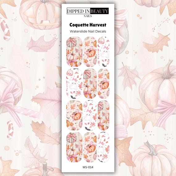 20 Halloween Nail Ideas With Ghosts, Bats and Spooky Details 11 Pastel Harvest Decals