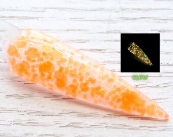 Pumpkin Parade - orange glow in the dark glitter dip powder for Halloween nails and fall