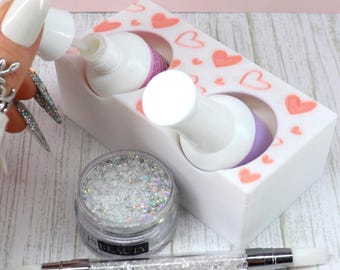 Heart pattern nail polish holder, dip liquids holder, storage for nail polish bottles, dip powder and nail accessories