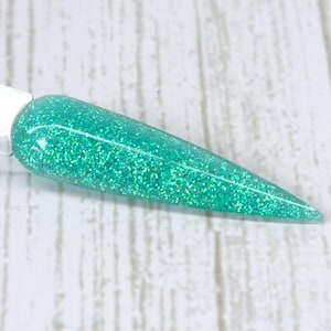 Puddle Jumper - mint blue glitter dip powder for Spring nails, colored acrylic powder for summer nails