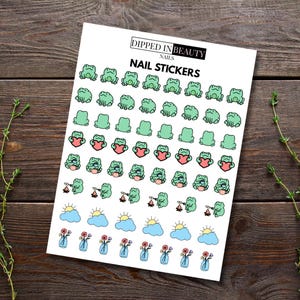 Frog Nail Art Stickers for press on nails | Cute Spring Nail Decals | Summer Nail Stickers | DIY Manicure Nail Art