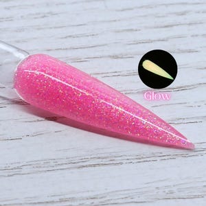 Love Spell - pink glitter dip powder, glow in the dark nail dip powder for Valentine’s Day
