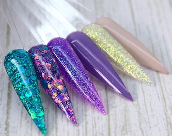 Trippy Dips Dip Powder Collection – Glitter Dip Powder Set with Color Shift & UV Reactive – Bold DIY Nail Powder