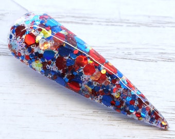 Red, White & Blue Bliss - color shifting patriotic glitter nail dip powder, 4th of July dip powder, acrylic powder for nails