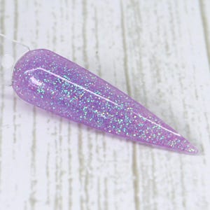 Petunia - pastel purple glitter dip powder for Spring nails, colored acrylic powder for summer nails