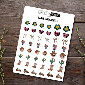 Retro Cowgirl Nail Stickers | Cute Nail Decals | Summer Nail Stickers | DIY Manicure Nail Art