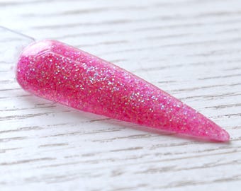 Berry Blizzard - pink glitter dip powder for winter nail designs