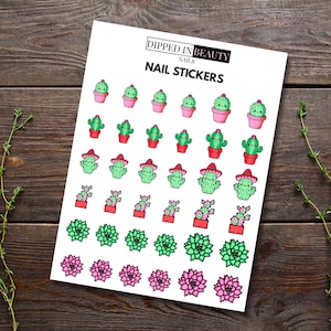Cactus Nail Stickers | Cute Spring Nail Decals | Summer Nail Stickers | DIY Manicure Nail Art