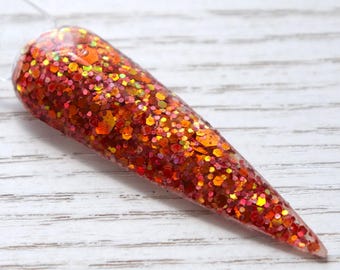 Feeling Gourd - Polvos de inmersión otoñales, brillo naranja brillante que cambia de color para uñas otoñales.