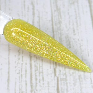 Dandelion - pastel yellow glitter dip powder for Spring nails, colored acrylic powder for summer nails