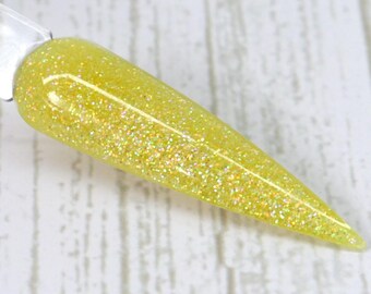 Diente de león: polvo de inmersión con brillantina de color amarillo pastel para uñas de primavera, polvo acrílico de colores para uñas de verano