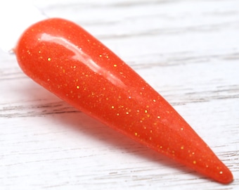 Calabaza - polvo de inmersión con brillantina naranja para uñas de Halloween, polvo de inmersión para uñas de otoño