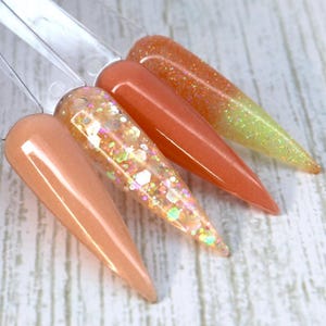 The Peach Scene dip powder collection, glow in the dark and thermal nail dip powder