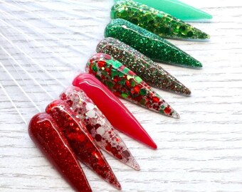 Polvo de inmersión con brillantina navideña para uñas, polvo acrílico de color con brillantina fina para uñas de invierno