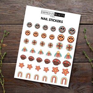 Retro Nail Stickers | Cute Spring Nail Decals | Summer Nail Stickers | DIY Manicure Nail Art