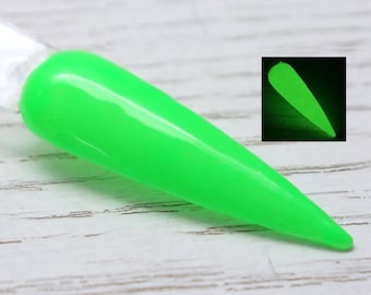 Green Glow - green glow in the dark dip powder for Halloween nails