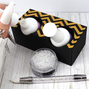 Chevron Muster Nagellack Halter, Dip Flüssigkeiten Halter, Aufbewahrung für Nagellack Fläschchen, Dip Pulver und Nagel Zubehör