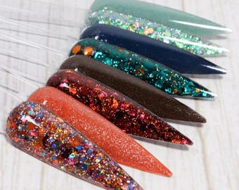 Collection d'ongles en poudre automne-hiver : 8 couleurs scintillantes, chatoyantes et unies