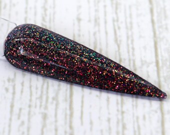 Chasing Fireflies Black Glitter Dip Powder – Multi-Color, Color-Shift Sparkle Nail Dip Powder – Acrylic Dip Powder for Long-Lasting Nails