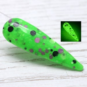 Zombie Skin - neongroen glow in the dark glitterdippoeder voor Halloween-nagels, limoengroen glitter acryldippoeder