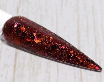 Cozy Flannel Dip Powder – Burgundy Red Brown Glitter Dip Powder for Nails