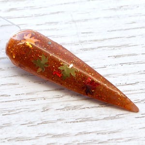 Falling Leaves - chunky leaves orange dip powder for fall and autumn nails