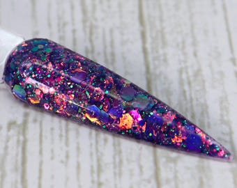 Mind Melt Dip Powder – Color Shifting Chunky Glitter Nail Dip Powder – Shifts Pink to Purple – DIY Dip Nails
