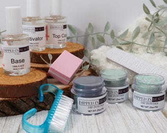 The Evergreen Edit Dip Powder Starter Kit | Beginner Nail Dipping Powder Gift Set | Nail Dip Liquids & Tools | DIY Salon Manicure Kit