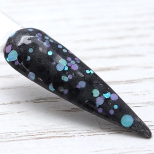 Haunting - zwart glitterdippoeder voor Halloween-nagels, herfstgekleurd acrylpoeder