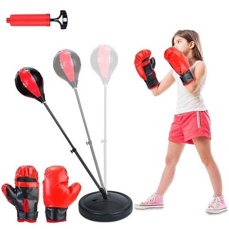 Knockout Fun Junior Punching Bag Set With Height Adjustable Free