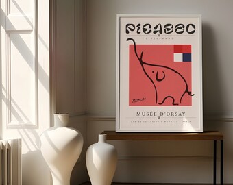 Picasso Poster - Elephant Line Art- Modern Art Poster - Art Print - Museum Poster - Picasso Drawing - Picasso Print - Digital Download