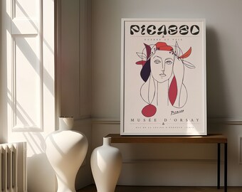 Picasso Poster - Female Line Art- Modern Art Poster - Art Print - Exhibition Poster - Picasso Drawing - Picasso Print - Digital Download