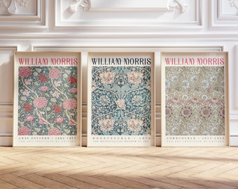 William Morris Poster - Museum Poster - Set of 3 - Vintage Poster - Wall Art - William Morris Art - Digital Poster - Morris Painting