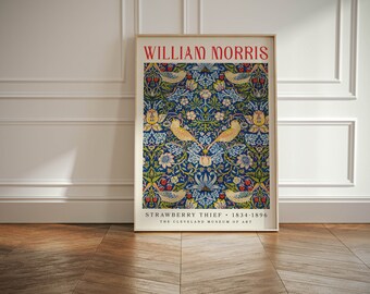 William Morris Poster - Strawberry Thief - Museum Poster- Vintage Poster - Wall Art - William Morris Art - Digital Poster - Morris Painting