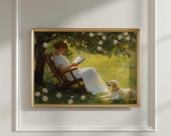 Vintage Art- Inspired John Singer Sargent  - Oil Painting - Dark Academia - Garden Oil Painting - Digital Download - Impressionist Art