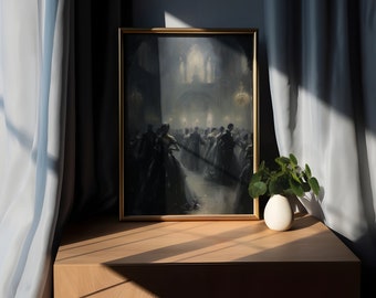 Arte vintage oscuro - Estilo Dark Academia - Gótico victoriano - Decoración vintage con ambiente melancólico - Pintura al óleo oscura - Póster - Pintura al óleo vintage - Póster