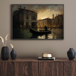 Venice Poster - Dark Wall Art - Dark Academia Style - Vintage Travel Poster - Venice - Victorian Print- Dark Academia Painting - City Poster