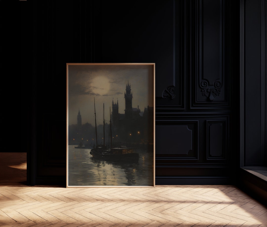 Moody London - Dark Academia Style - Dark Oil Painting - Wall Art ...