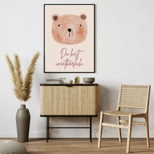 Cartel infantil, cartel para descargar, osito, peluche, osito, amor, habitación infantil, niños, descarga digital, imprimir, DIN A2, DIN A3, DIN A4