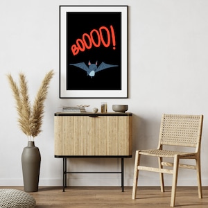Cartel de Halloween para niños - cartel habitación infantil con murciélago - descarga digital para imprimir inmediatamente y regalar - regalo de última hora