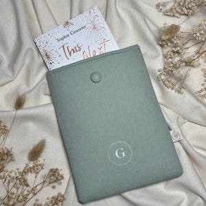 Linen Book Sleeve with Embroidered Initial (Personalised)