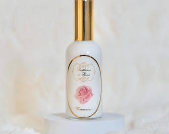 Perfume cremoso de frambuesa y rosas para el cuerpo y el cabello. Alta calidad y larga duración. Seguro para el cabello. Envase de vidrio de lujo.