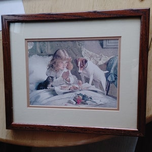 Girl Praying with Dog ! By Charles Burton Barber