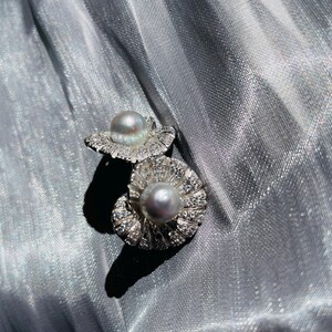 Genuine 8-9mm Blue Akoya Pearl Earrings - Sterling Silver 925 Shell Design, Elegant Jewelry