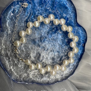 Flat bottom pearl bracelet | Simple Pearl Bracelet | Pearl  Bracelet | White Pearl bracelet | great gift | S925 Silver