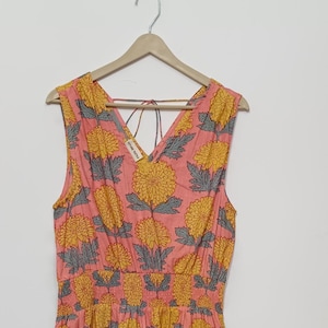 Handblock Cotton Dress: Indian Print Long Dress