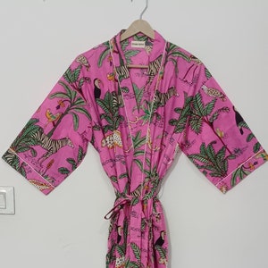 Cotton kimono Robes, Bird print Kimono, Soft and comfortable Bath robes, Wrap dress, House Coat Robe, Women & men kimono gift, Dressing gown