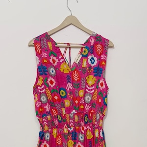 Handblock Cotton Dress: Indian Print Long Dress