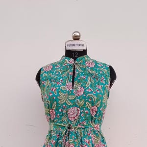 Geblümtes Baumwollkleid || Hand Block Gedruckt Maxi Kleid || Sommer Baumwolle Maxi Kleid || Knöchel-Länge ärmelloses Kleid ||  Langes Kleid für Frauen