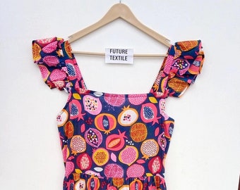 Hand Block Printed Cotton Dress: Indian Tunic Gown